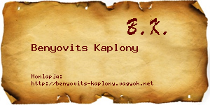 Benyovits Kaplony névjegykártya